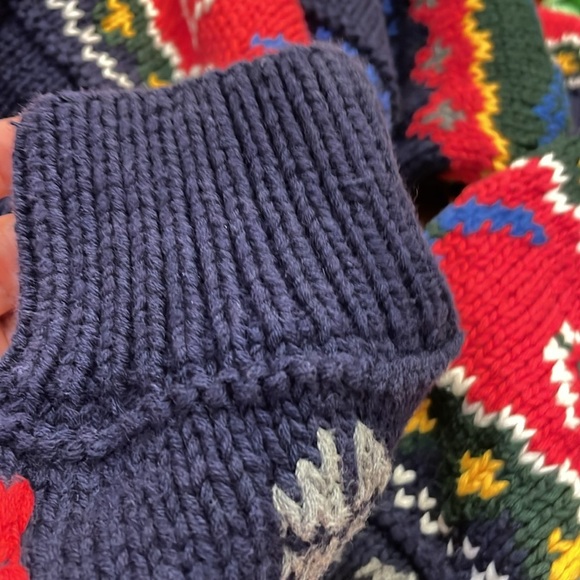 Vintage 90s hand knit colourful 100% cotton GAP crew neck sweater size large - Picture 14 of 14